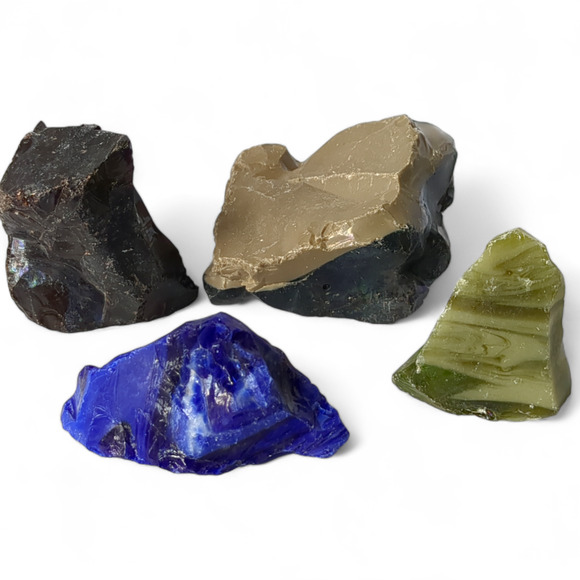 Art Glass Cullet Assortment Multicolor Natural Shaped Slag Glass #4A27 - Picture 1 of 6